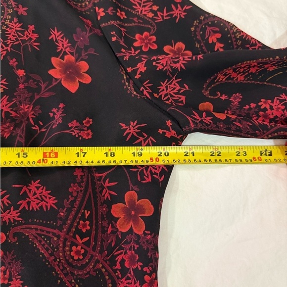 Pariscope women’s black red floral paisley long sleeves button up shirt fairy - Picture 9 of 11